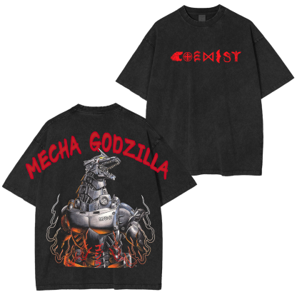 Mecha Godzilla Printed Unisex Washed T-Shirt