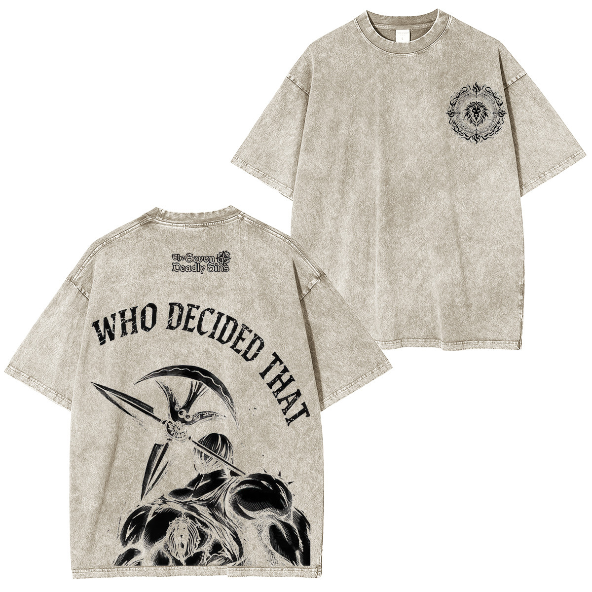 The Seven Deadly Sins Escanor Printed Unisex Washed T-Shirt