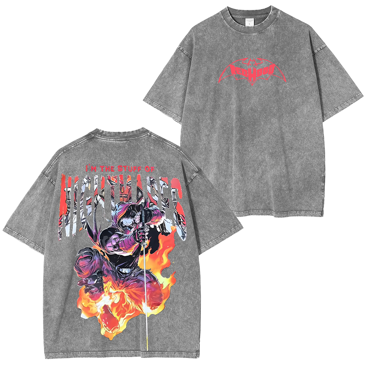 Red Hood I'm The Stuff of Nightmares Printed Unisex Washed T-Shirt