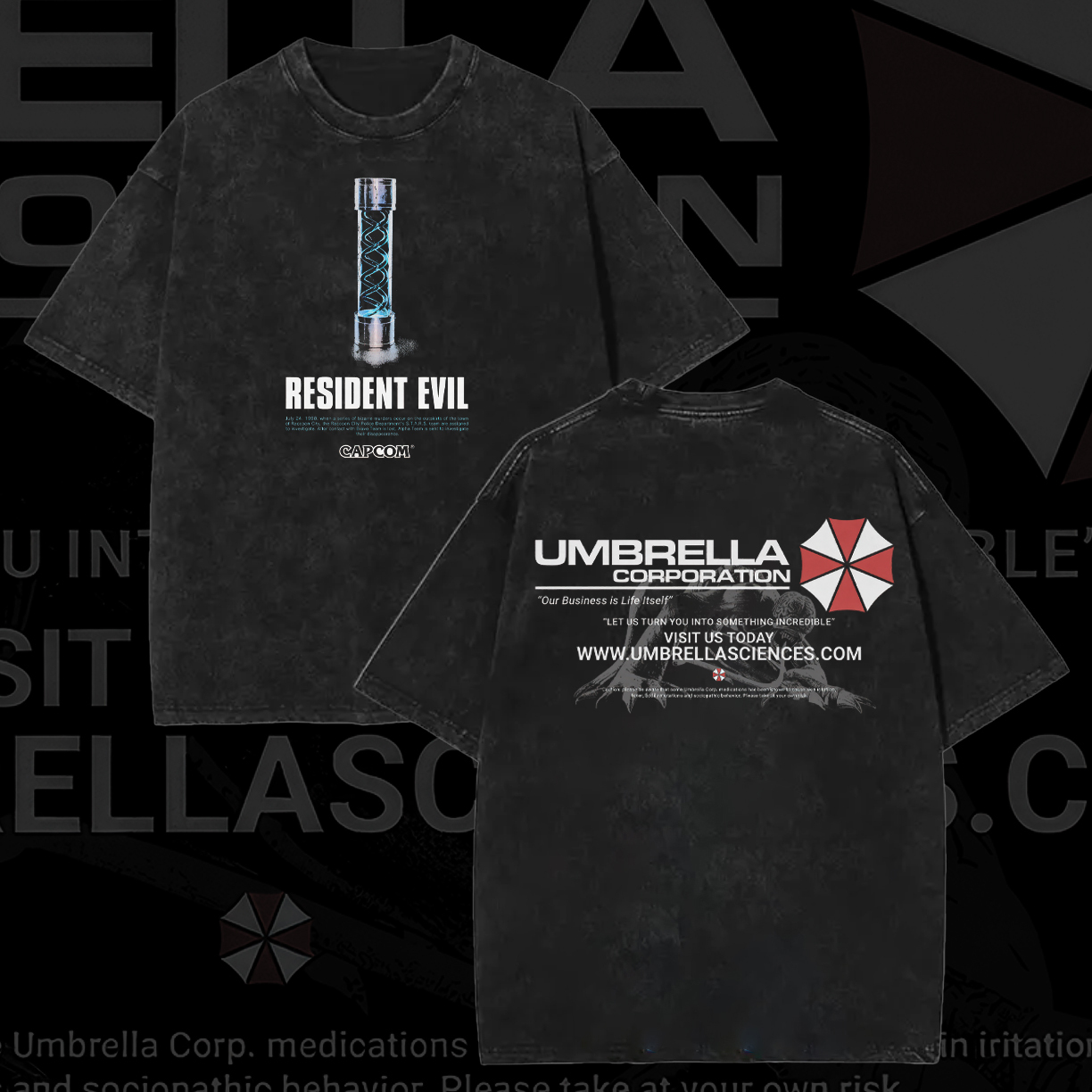 Resident Evil Printed Unisex Washed T-Shirt