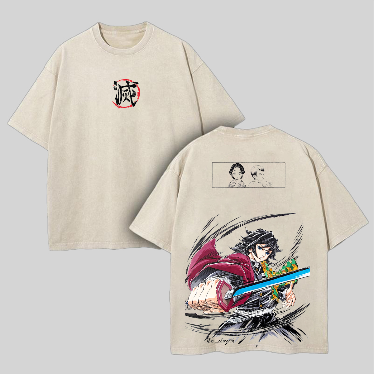 Demon Slayer Giyu Tomioka Printed Unisex Washed T-Shirt