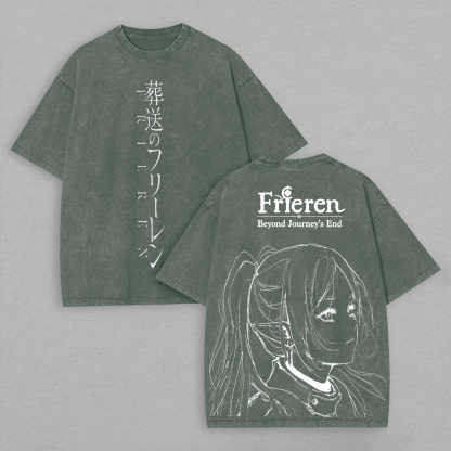 Frieren: Beyond Journey's End Printed Unisex Washed T-Shirt