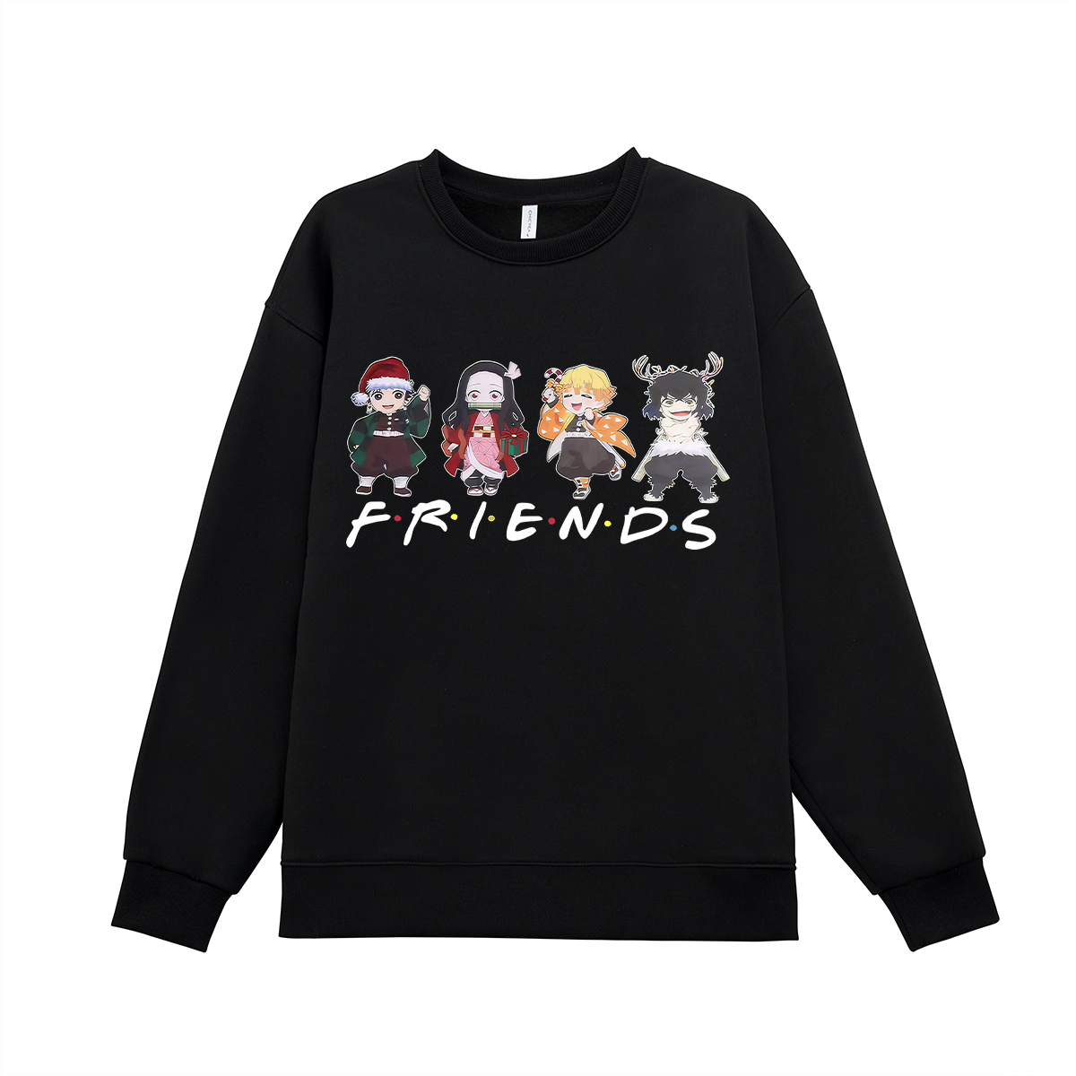 Demon Slayer Friends Printed Fleece-lined Unisex Sweatshirt