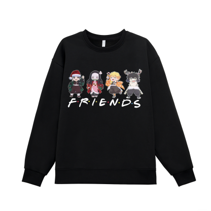 Demon Slayer Friends Printed Fleece-lined Unisex Sweatshirt