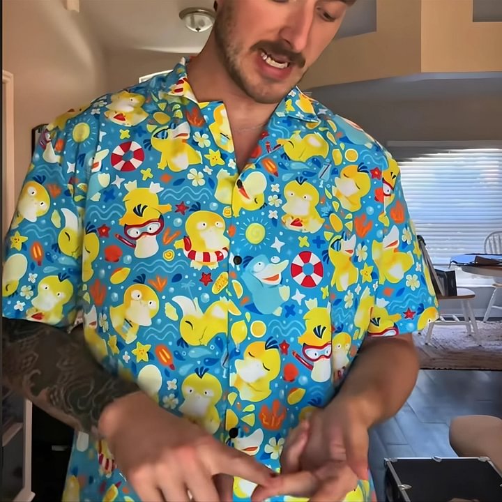 Pokemon Psyduck Button-Up Men's Shirt