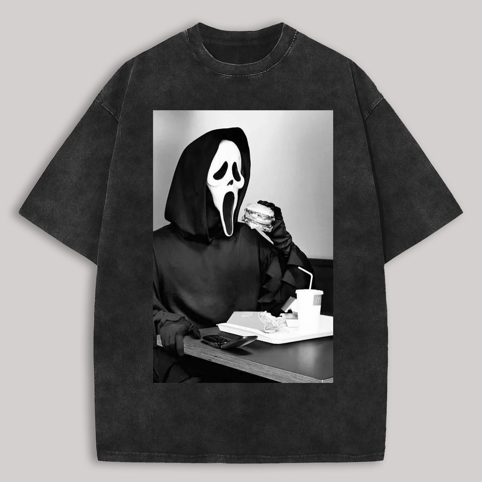 Scream Ghostface Printed Unisex Washed T-Shirt