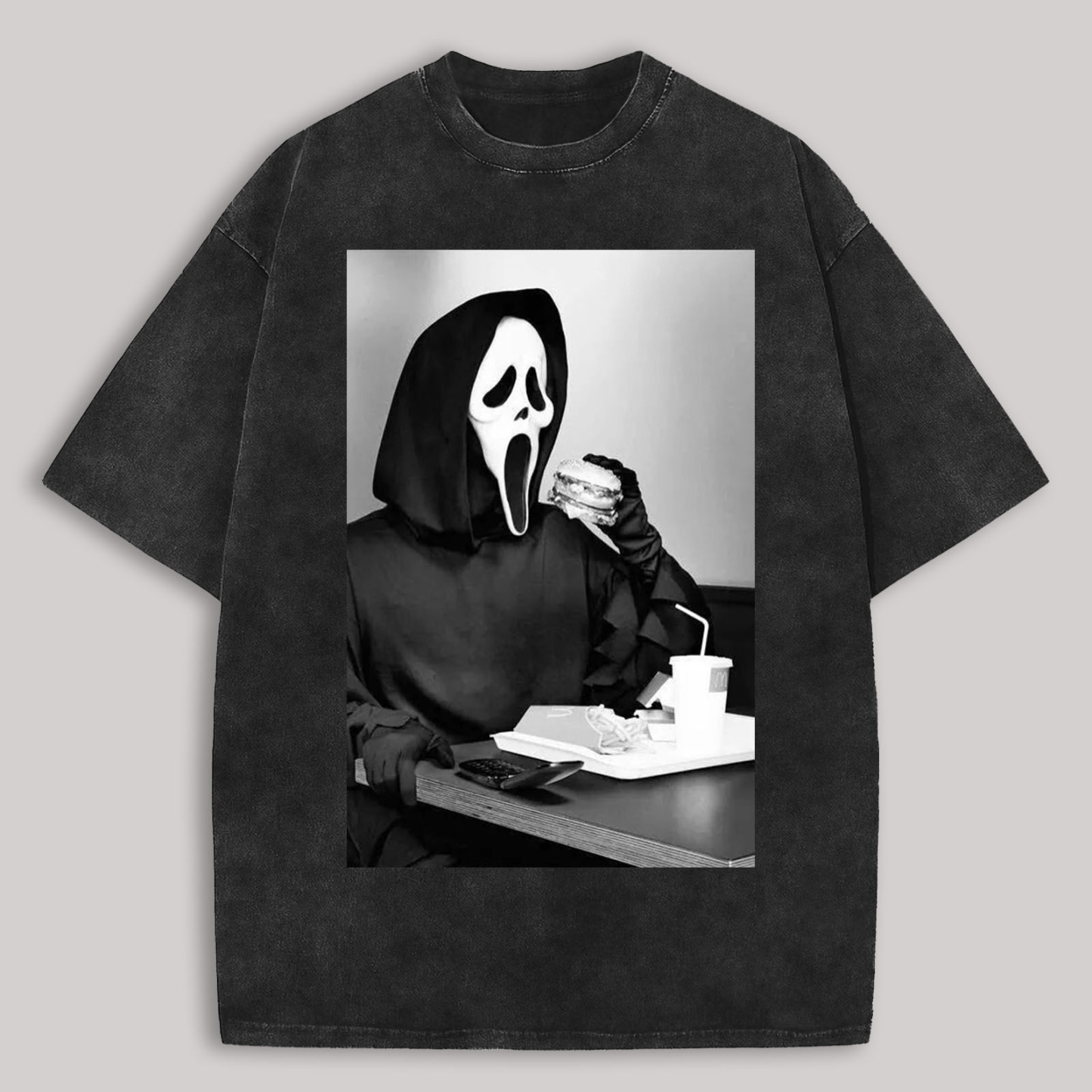 Scream Ghostface Printed Unisex Washed T-Shirt