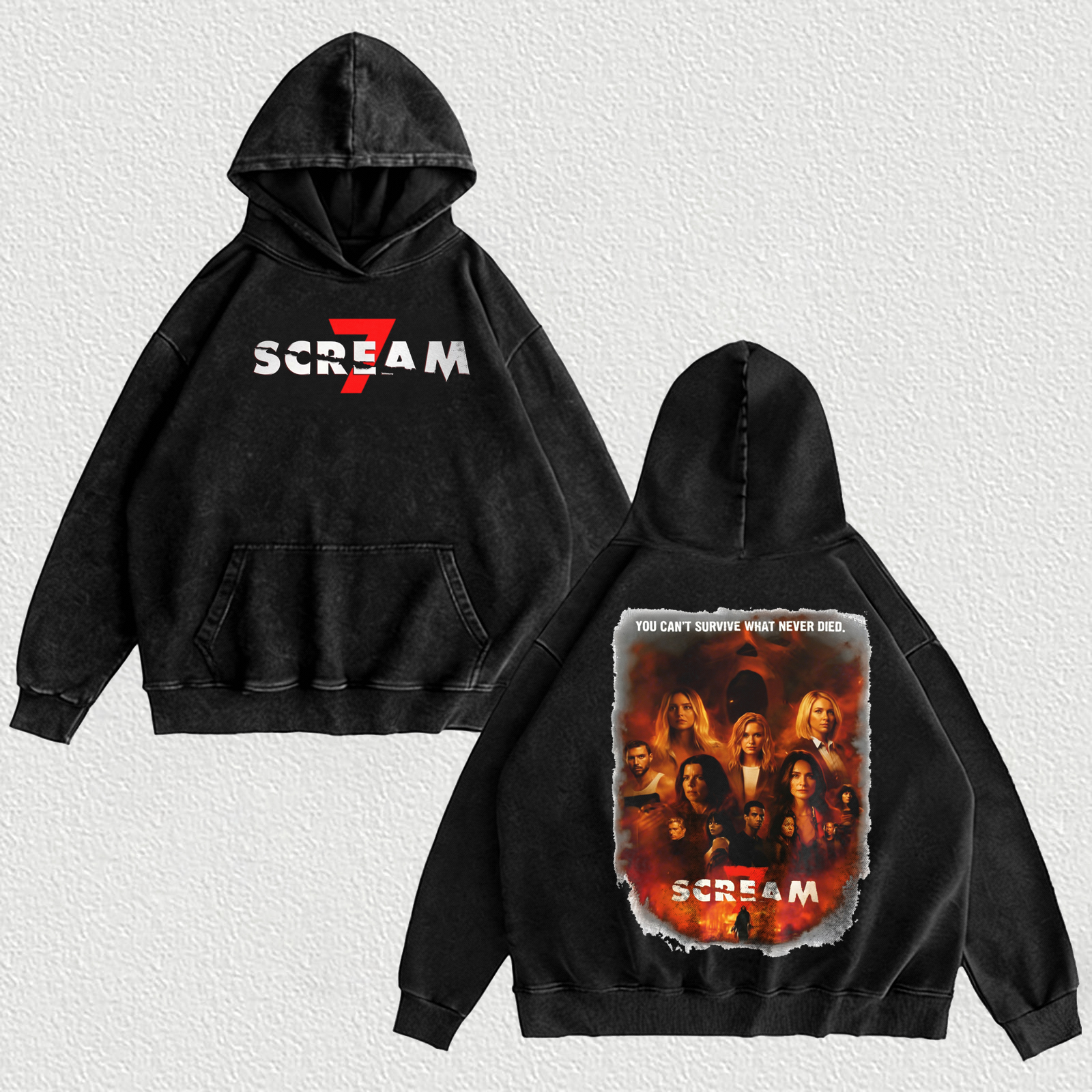 Scream 7 Printed Unisex Washed Hoodie