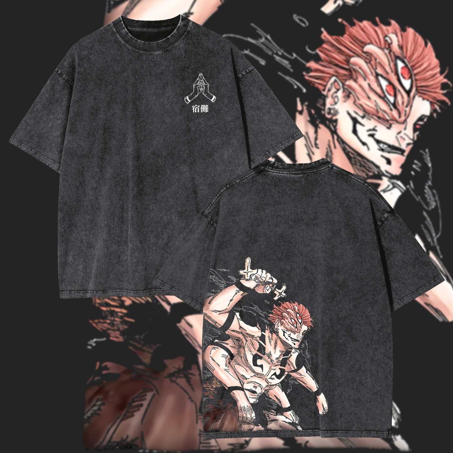 Ryomen Sukuna Printed Unisex Washed T-Shirt