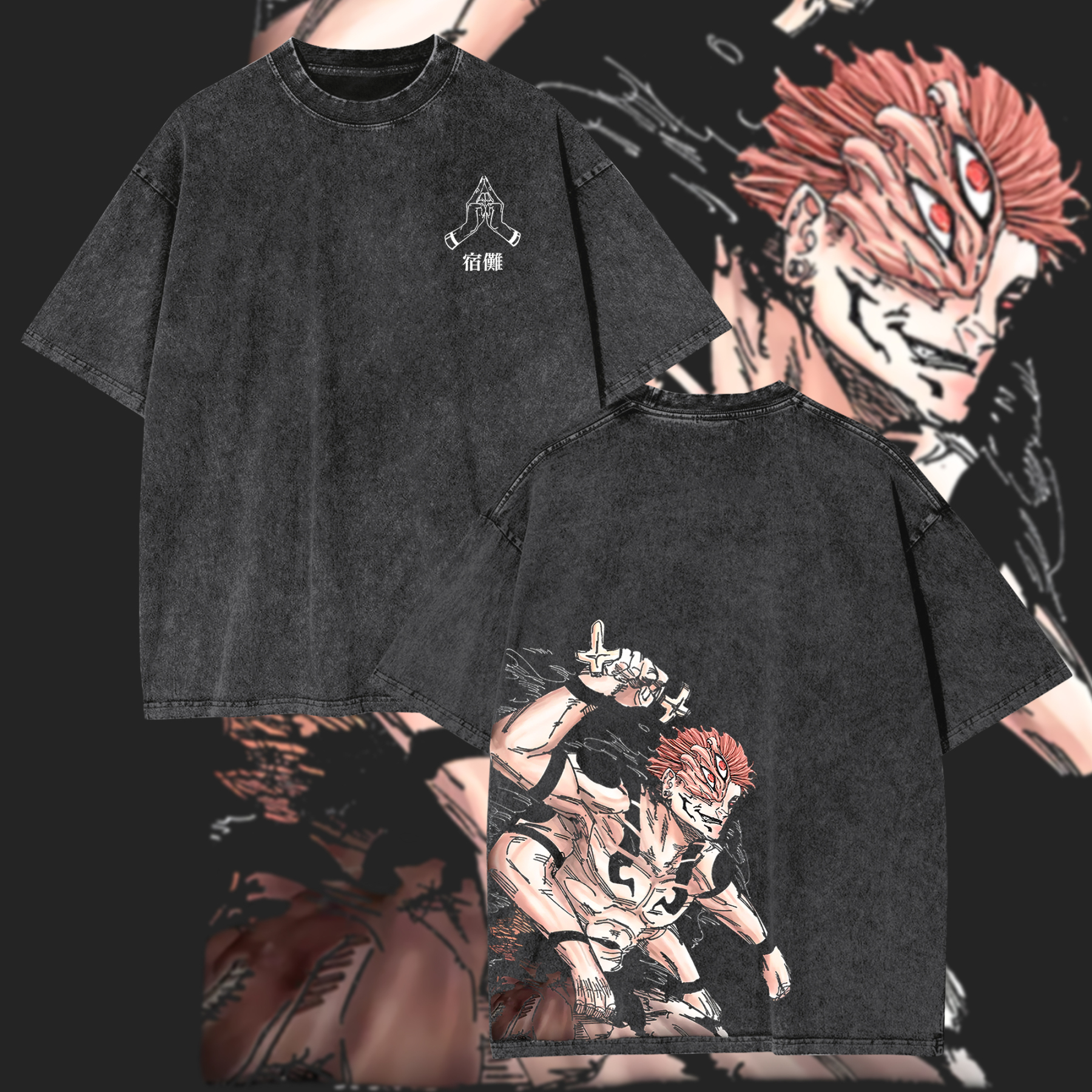 Ryomen Sukuna Printed Unisex Washed T-Shirt