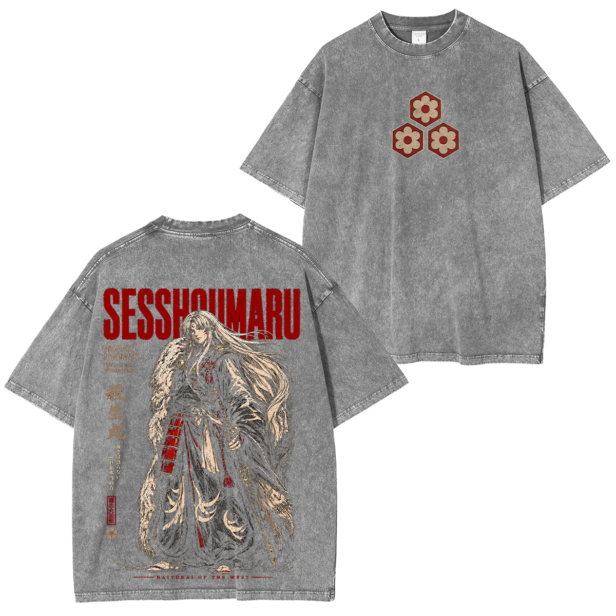 Japanese Samurai Style Printed Unisex Washed T-Shirt