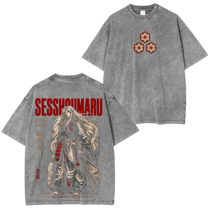 Japanese Samurai Style Printed Unisex Washed T-Shirt