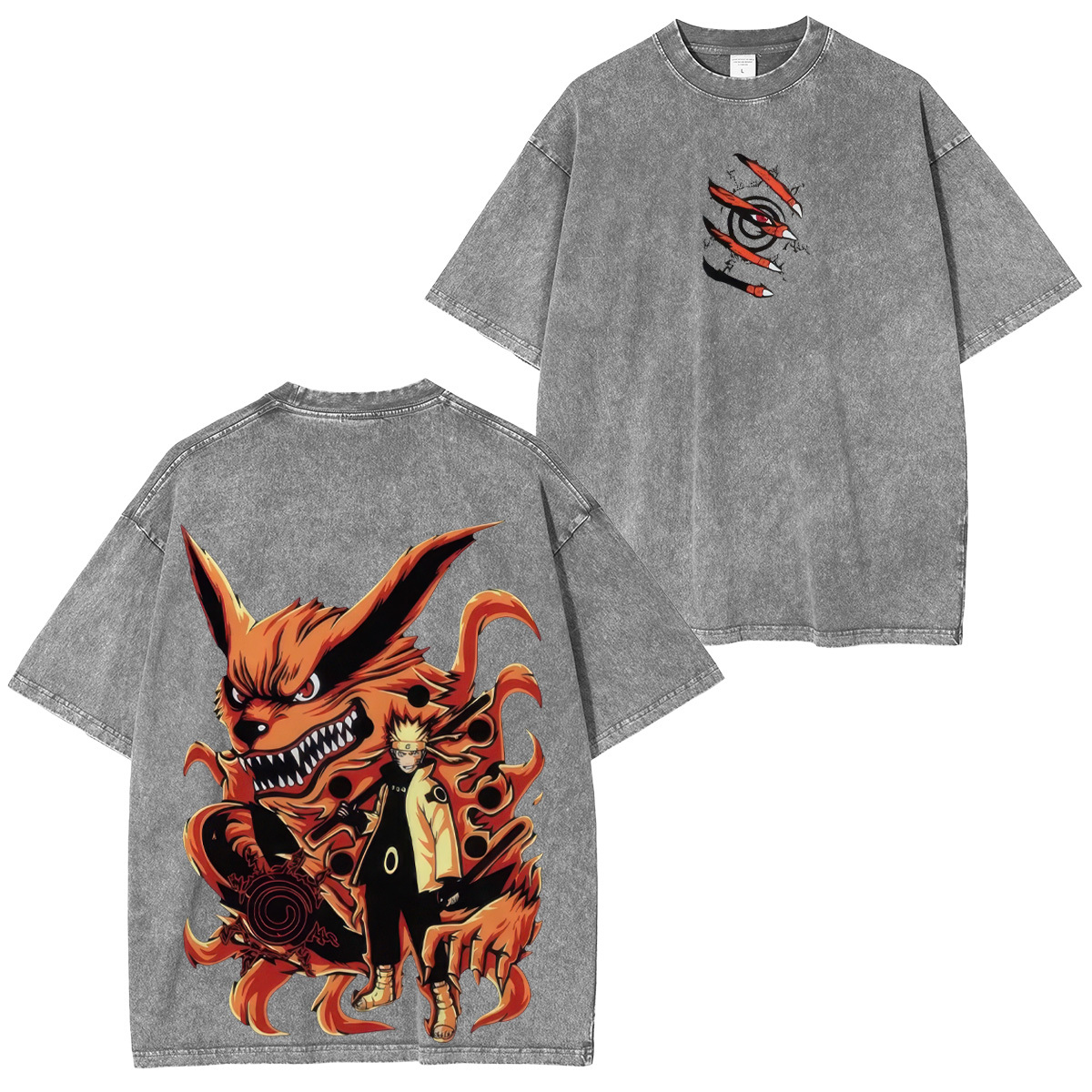 Naruto Uzumaki And Kurama Unisex Washed T-Shirt