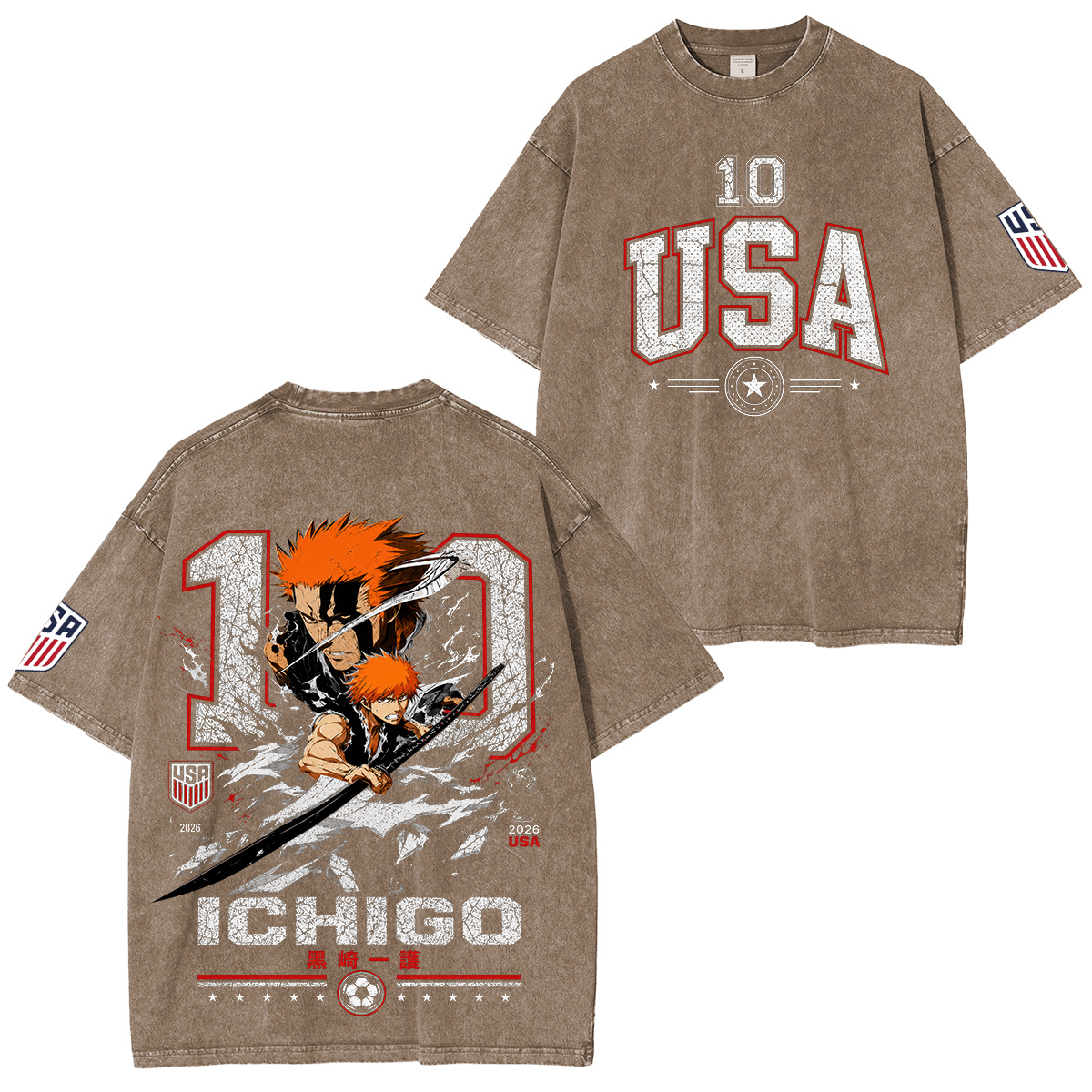 Bleach Ichigo Kurosaki Printed Unisex Washed T-Shirt