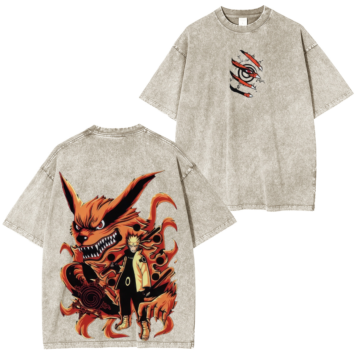 Naruto Uzumaki And Kurama Unisex Washed T-Shirt