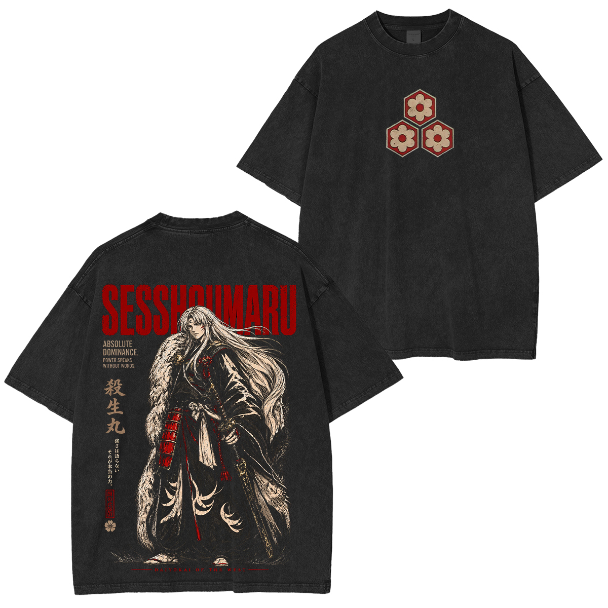 Japanese Samurai Style Printed Unisex Washed T-Shirt
