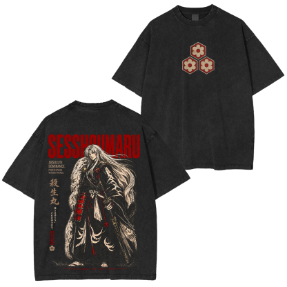 Japanese Samurai Style Printed Unisex Washed T-Shirt