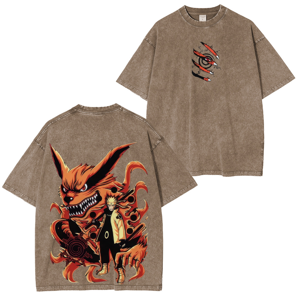 Naruto Uzumaki And Kurama Unisex Washed T-Shirt