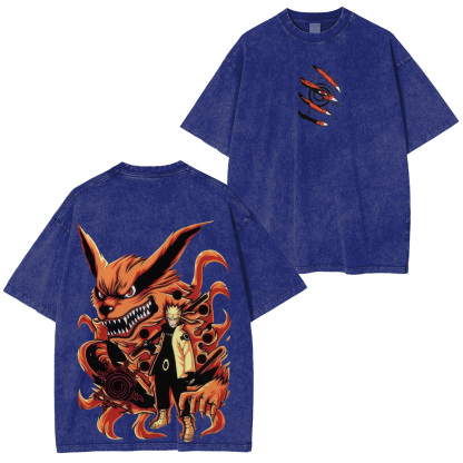 Naruto Uzumaki And Kurama Unisex Washed T-Shirt
