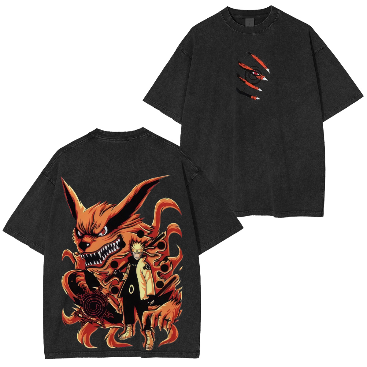 Naruto Uzumaki And Kurama Unisex Washed T-Shirt