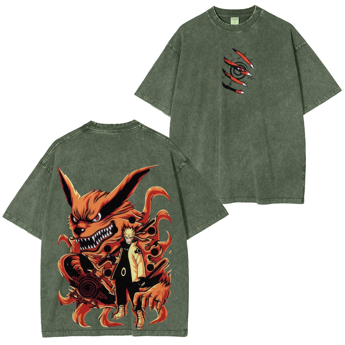 Naruto Uzumaki And Kurama Unisex Washed T-Shirt
