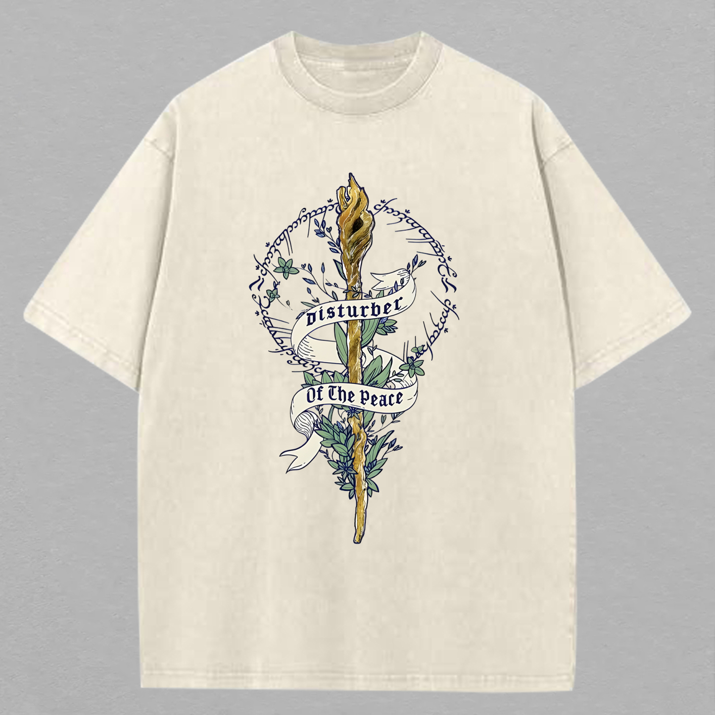 Disturber Of The Peace The Lord of the Rings Printed Unisex Washed T-S