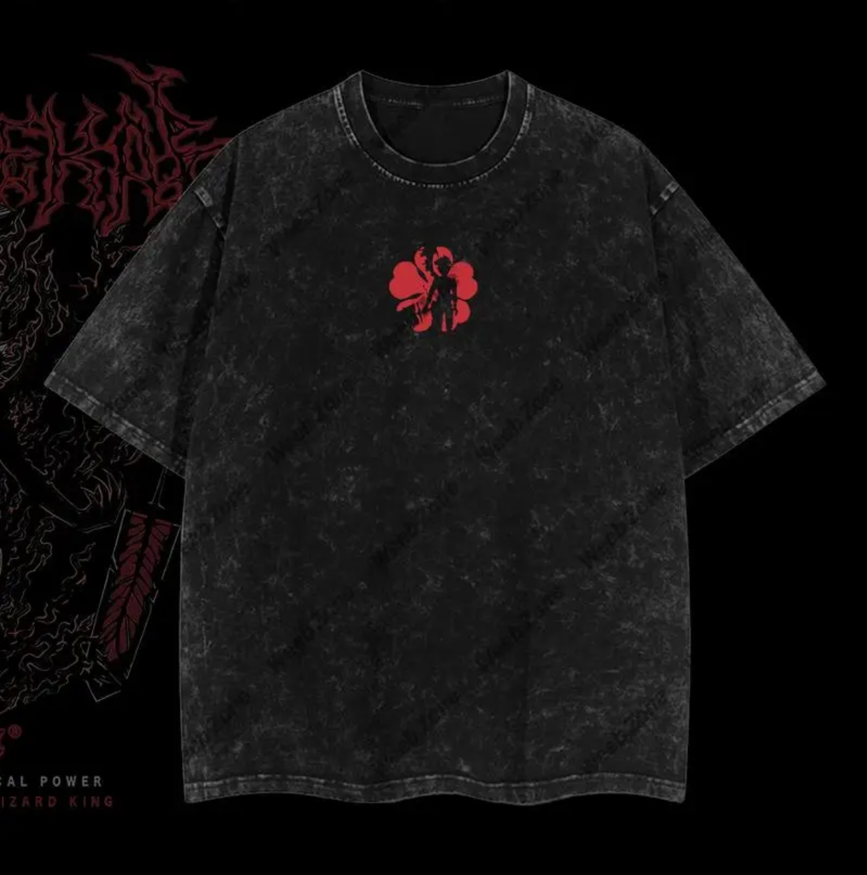 Black Clover Printed Unisex Washed T-Shirt
