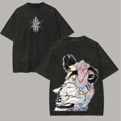 Demon Slayer Akaza & Koyuki Printed Unisex Washed T-Shirt
