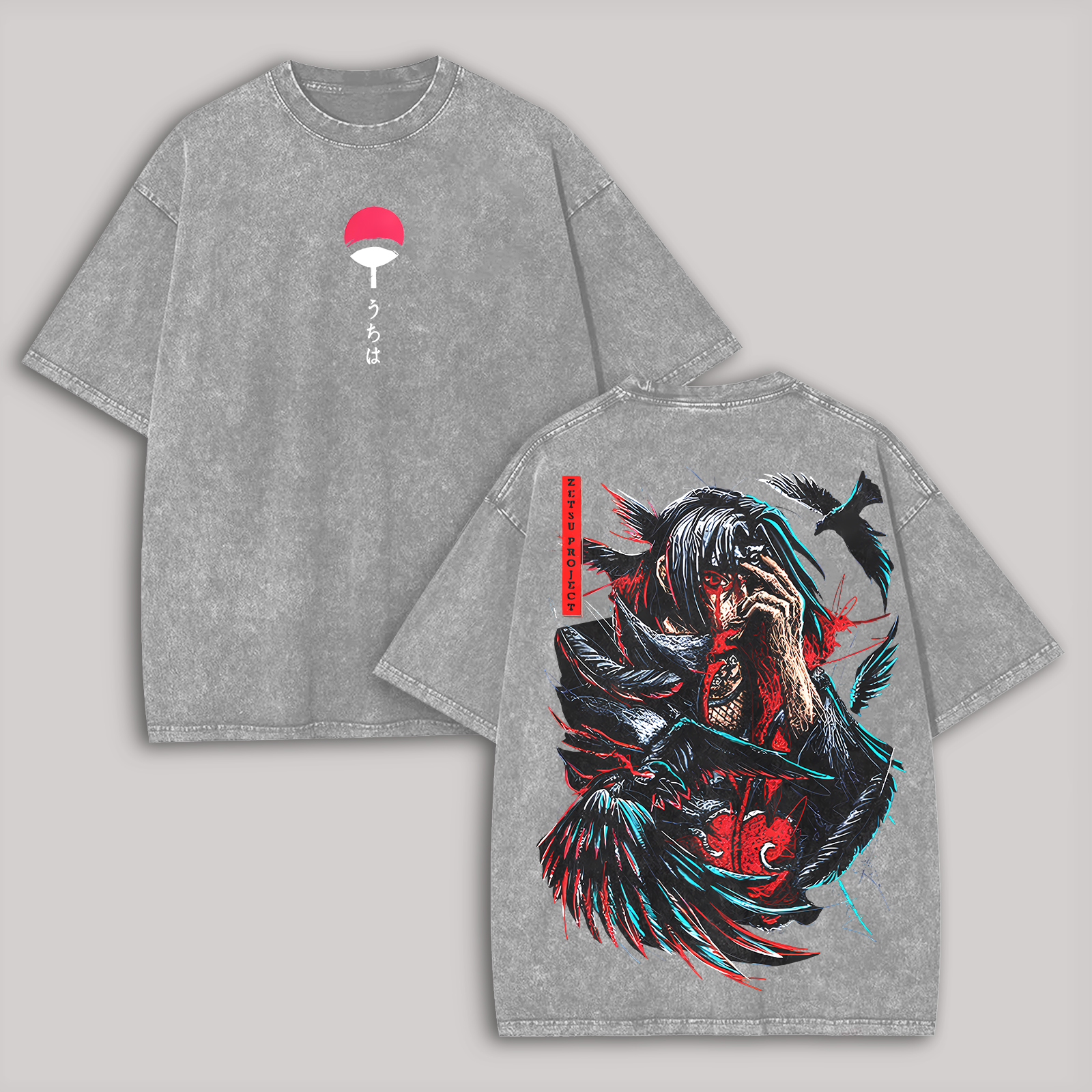 Uchiha Itachi Naruto Printed Unisex Washed T-Shirt