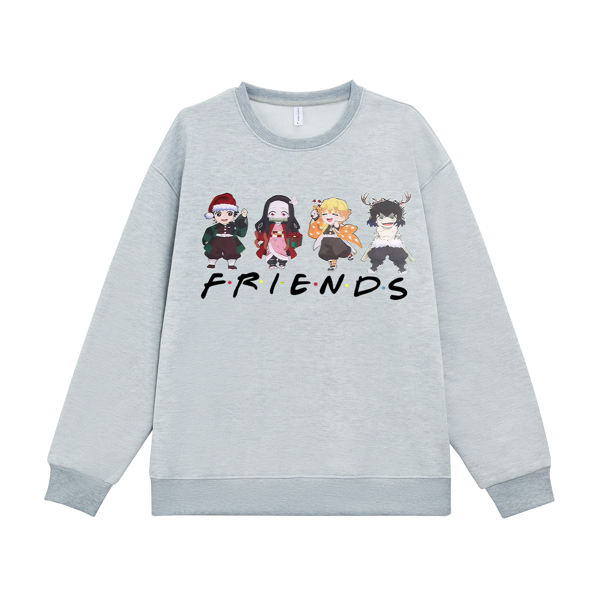 Demon Slayer Friends Printed Fleece-lined Unisex Sweatshirt