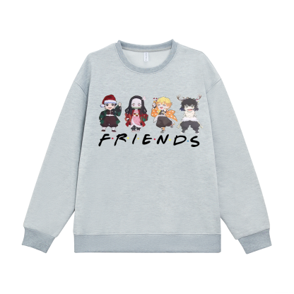 Demon Slayer Friends Printed Fleece-lined Unisex Sweatshirt