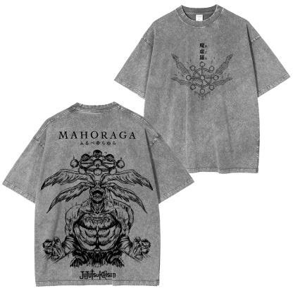 Jujutsu Kaisen Mahoraga Printed Unisex Washed T-Shirt