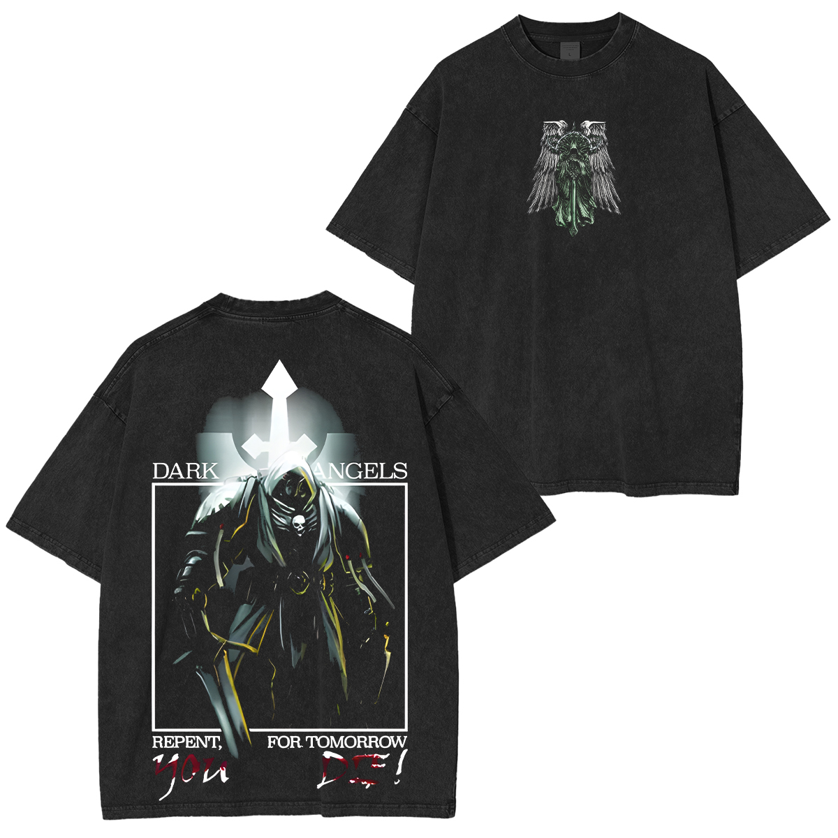 Warhammer 40k Dark Angels Printed Unisex Washed T-Shirt