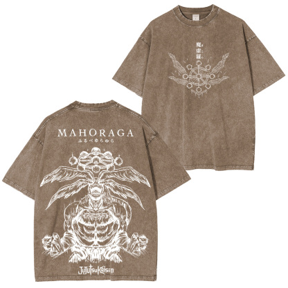 Jujutsu Kaisen Mahoraga Printed Unisex Washed T-Shirt