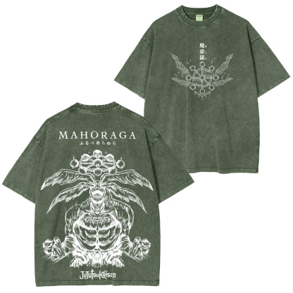 Jujutsu Kaisen Mahoraga Printed Unisex Washed T-Shirt