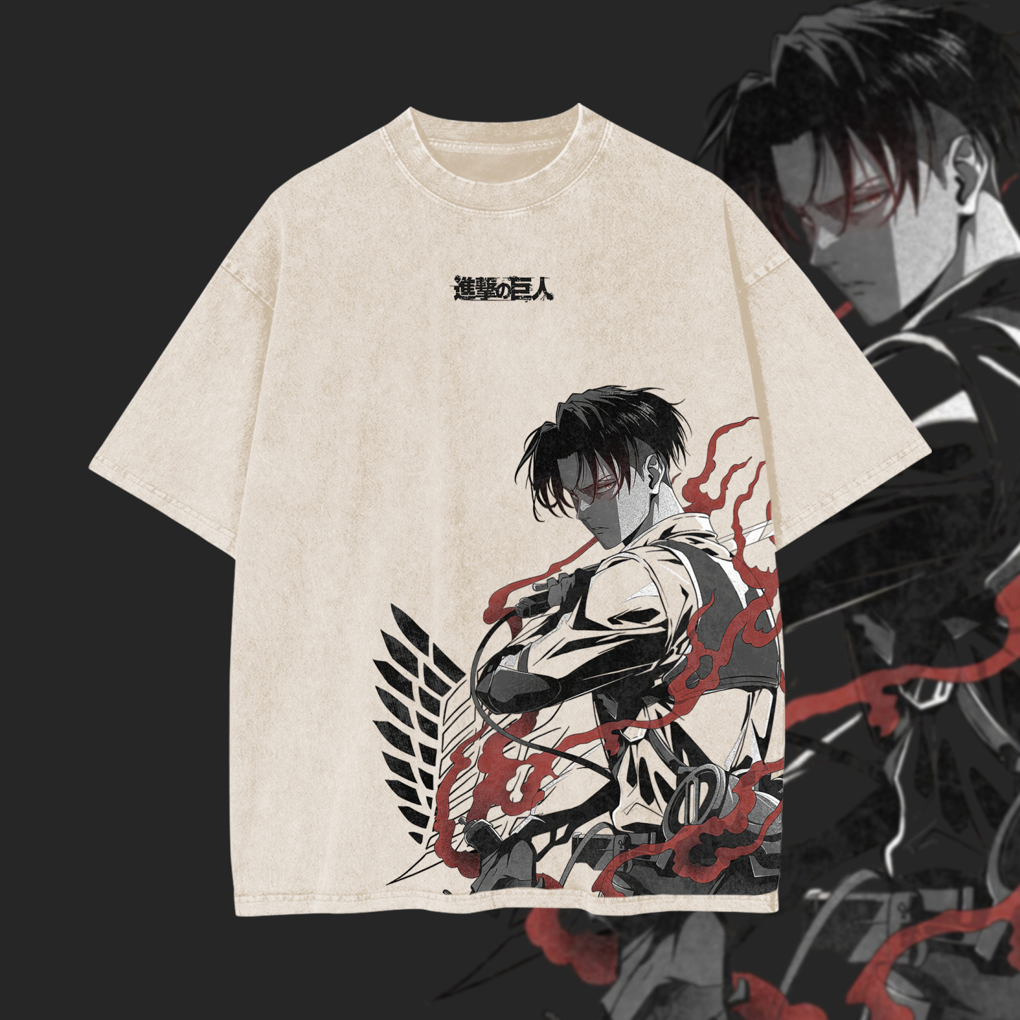 Attack on Titan Levi Ackerman Printed Unisex Washed T-Shirt
