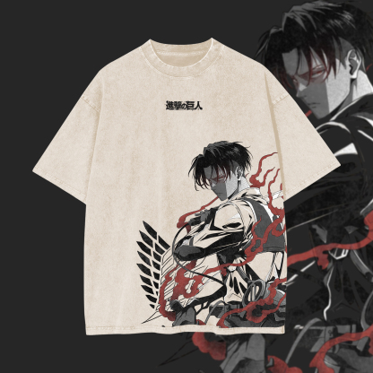 Attack on Titan Levi Ackerman Printed Unisex Washed T-Shirt