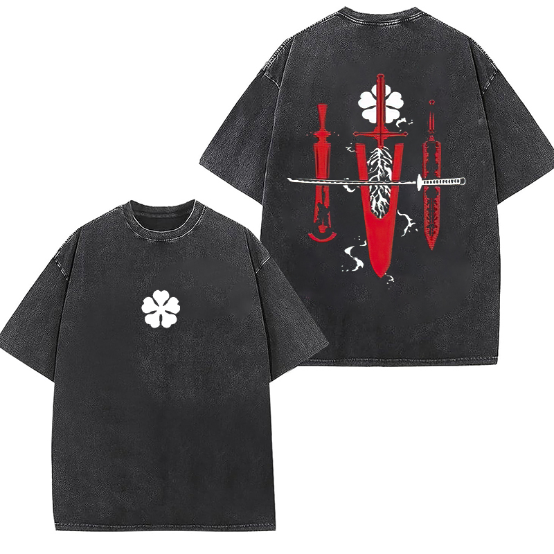 Black Clover Printed Unisex Washed T-Shirt