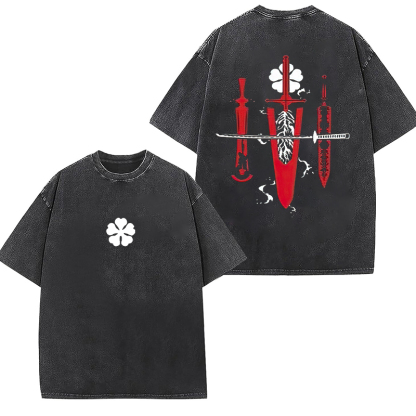 Black Clover Printed Unisex Washed T-Shirt