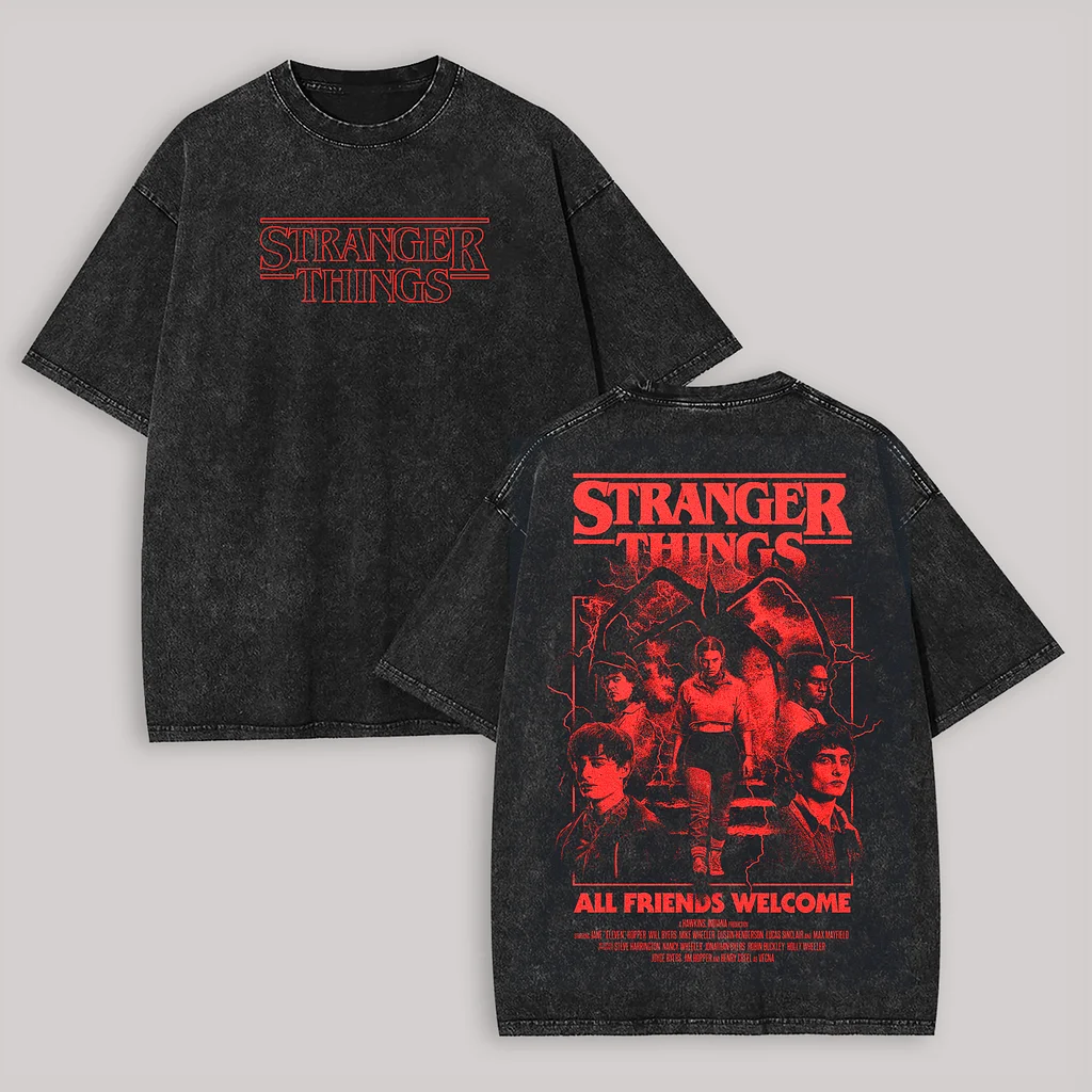 Stranger Things All Friends Welcome Unisex Washed T-Shirt