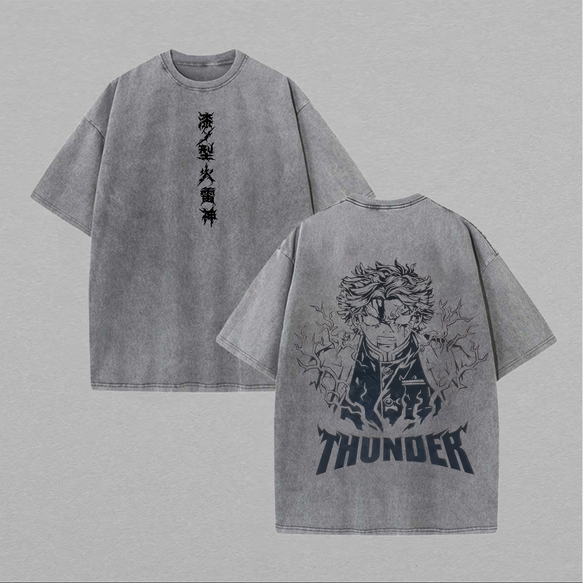 Thunder Printed Unisex Washed T-Shirt