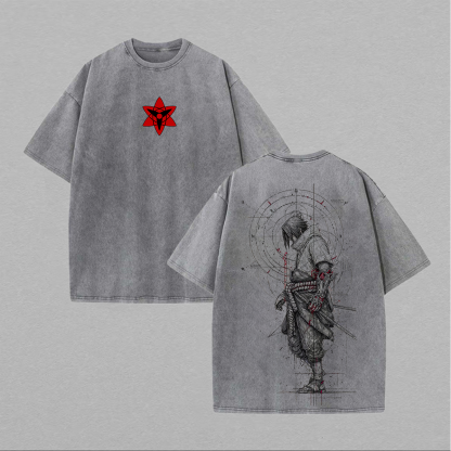 Naruto Sasuke Uchiha Printed Unisex Washed T-Shirt