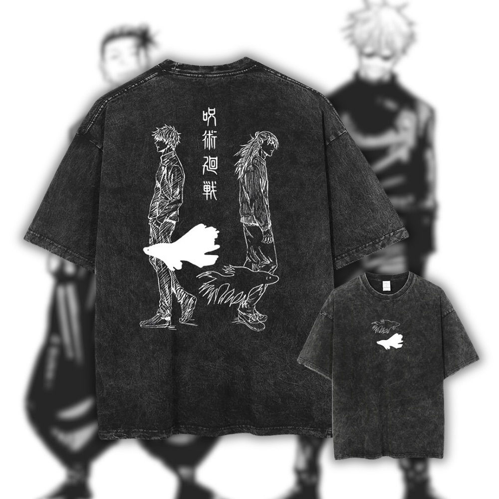 Jujutsu Kaisen Anime Printed Oversize Washed T-Shirt