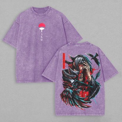 Uchiha Itachi Naruto Printed Unisex Washed T-Shirt