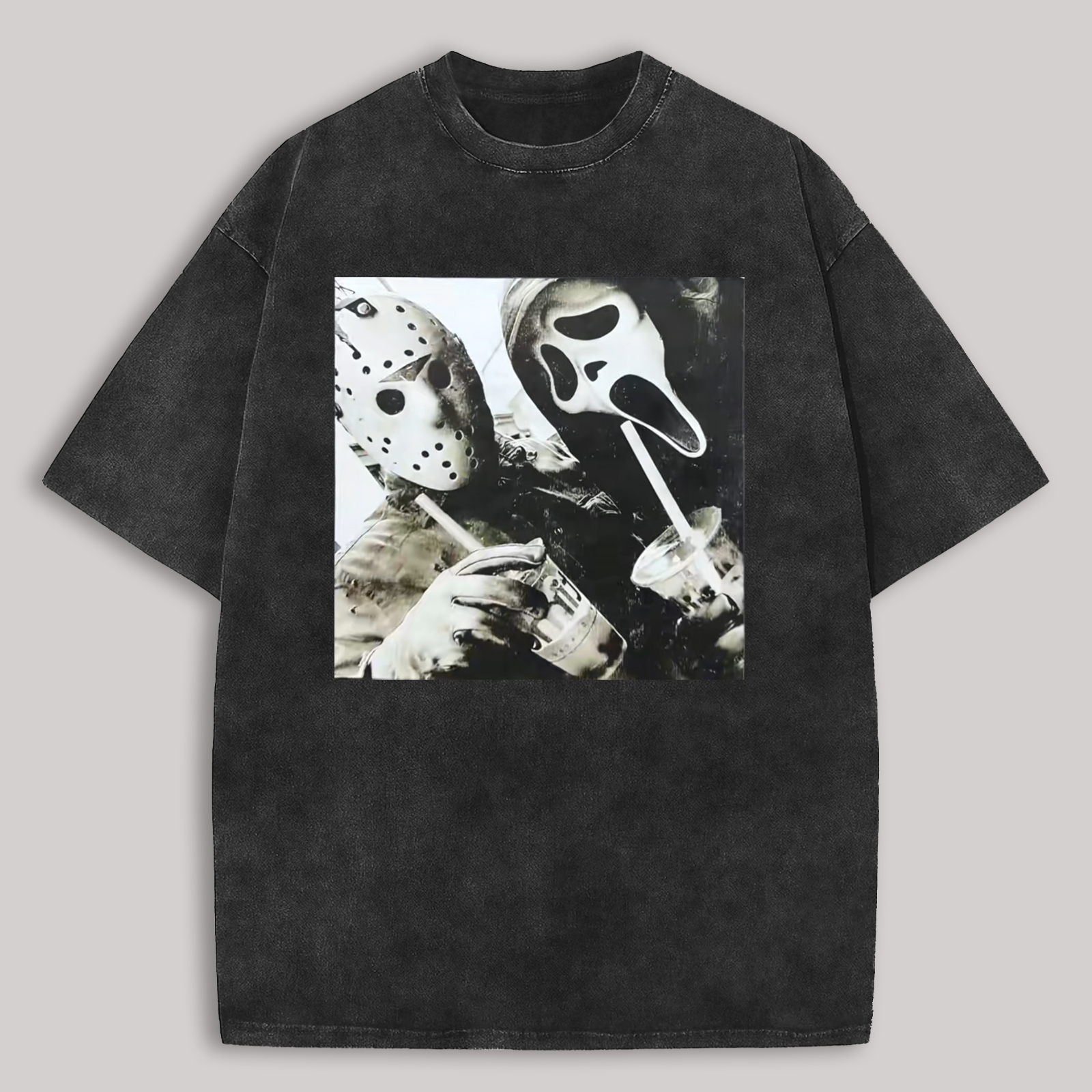 Scream Ghostface Printed Unisex Washed T-Shirt