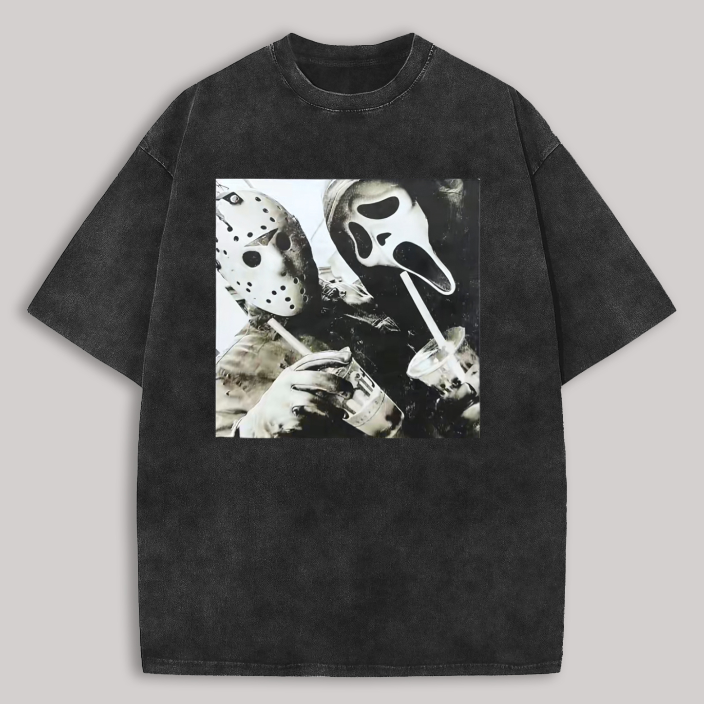 Scream Ghostface Printed Unisex Washed T-Shirt