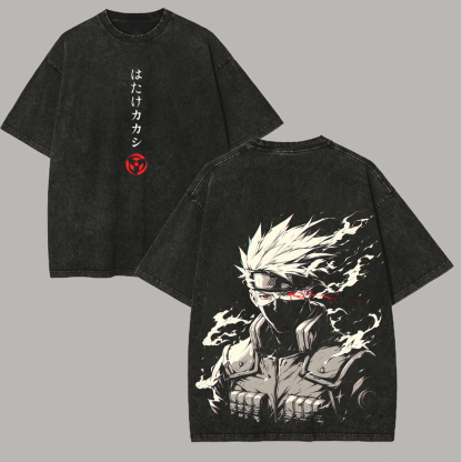 Naruto Kakashi Hatake Printed Unisex Washed T-Shirt