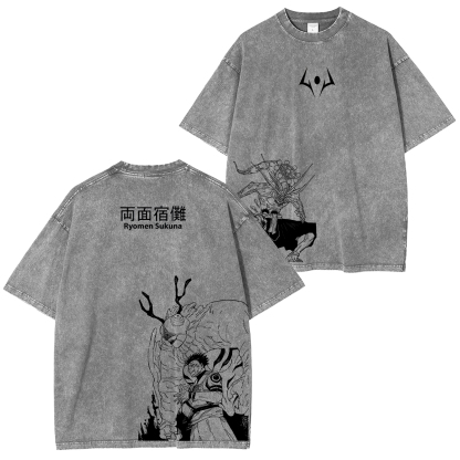 Jujutsu Kaisen Ryomen Sukuna Printed Unisex Washed T-Shirt
