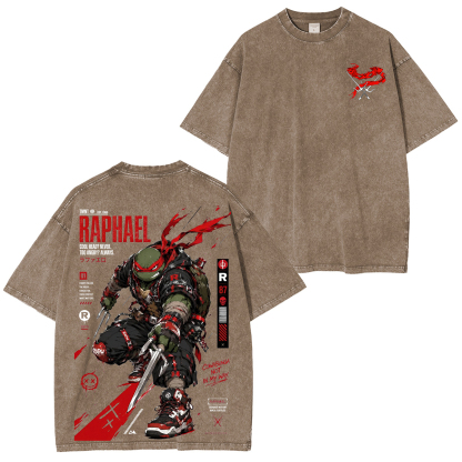 Teenage Mutant Ninja Turtles Raphael Printed Unisex Washed T-Shirt