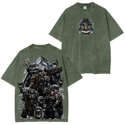 Warhammer 40k Dark Angels Printed Unisex Washed T-Shirt
